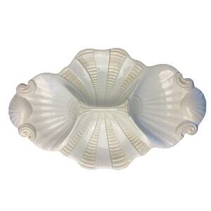 LENOX Butler's Pantry 4-Part Relish Dish White Shell Serving Platter 18”x11” GUC